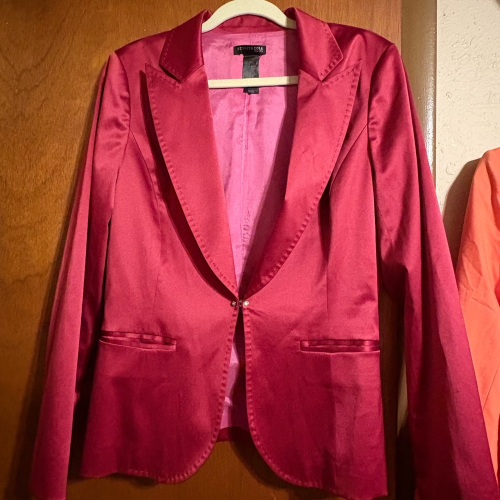 Elegant Red Satin Blazer
